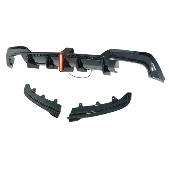 SuperAutoUSA BMW M340i xDrive 2019-2022 rear bumper lip diffuser with LED light.
