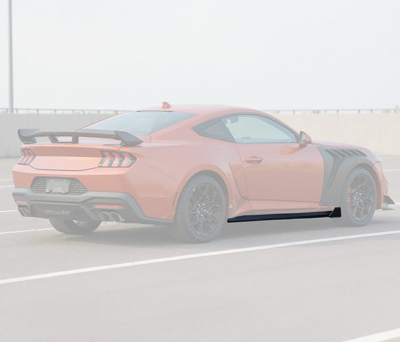 GT 500 Style Carbon Fiber Print Side Body Skirt Splitter Under Spoiler Rocker Panel For 2024-2026 Ford Mustang S650