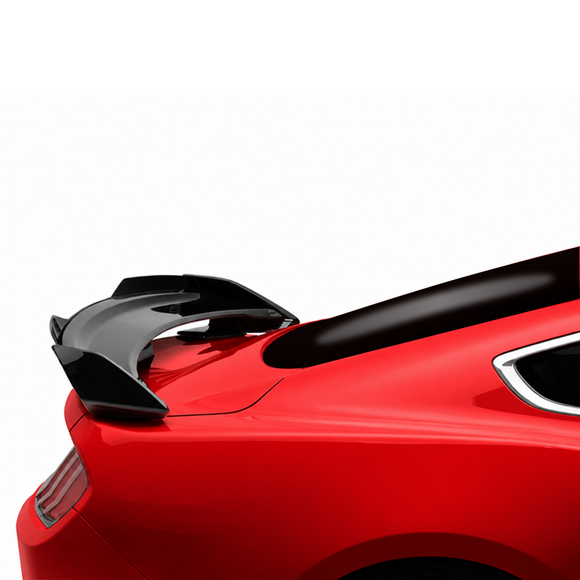 Dark Horse style rear trunk lid wing spoiler installed on a Ford Mustang S550