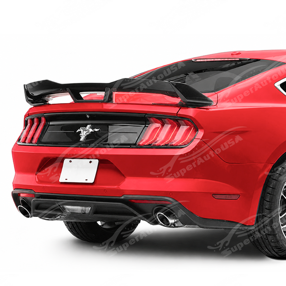 Detailed close-up of the automotive-grade UV-inhibiting finish on the Dark Horse style rear spoiler