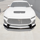 Real carbon fiber front bumper lip spoiler by SuperAutoUSA installed on a 2024 Ford Mustang GT S650
