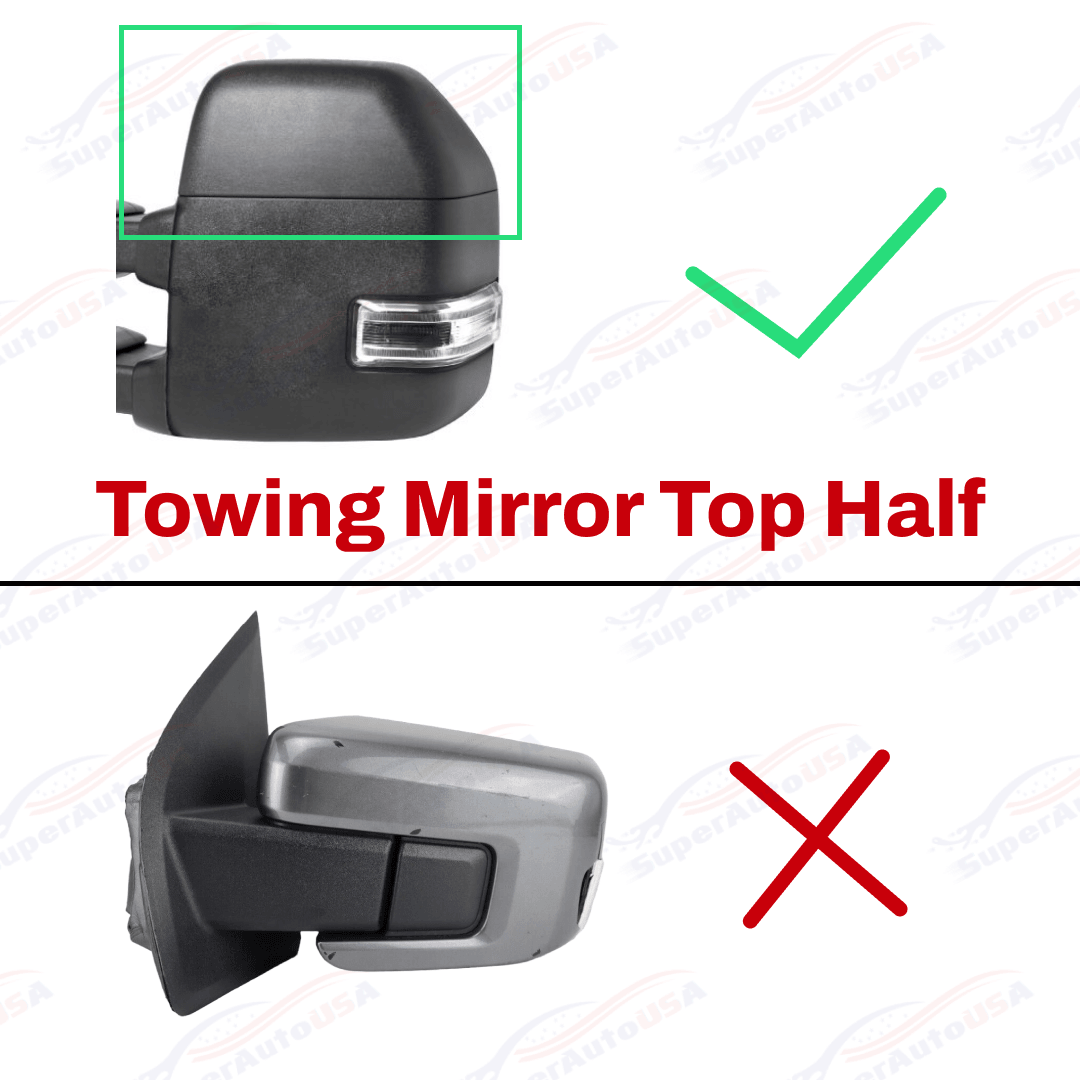 Chrome Top Half Mirror Covers For 2017-2024 Ford F250 F350 F450 F550 Super Duty – Pair, Adhesive Mount