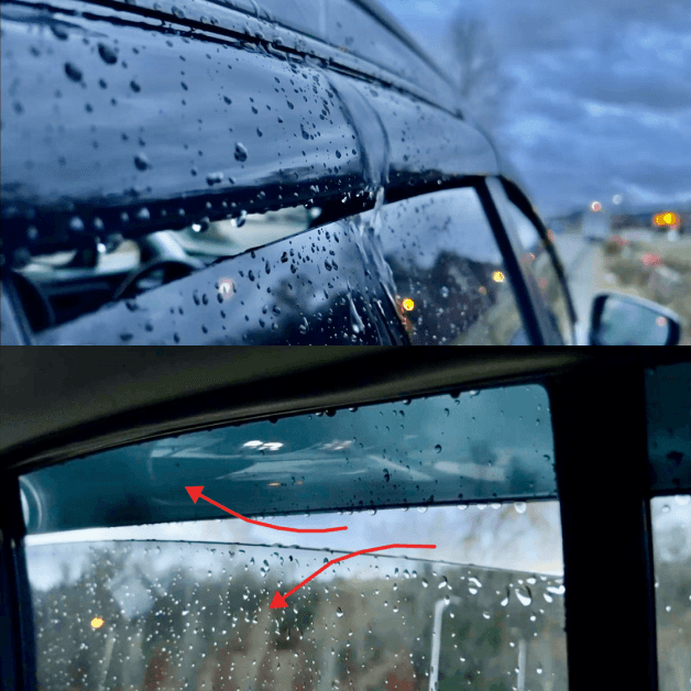 Smoke Window Rain Guards For Kia Spectra5 2005-2009 – 4pc Set, Dark Smoke, Self-Adhesive, No Drilling