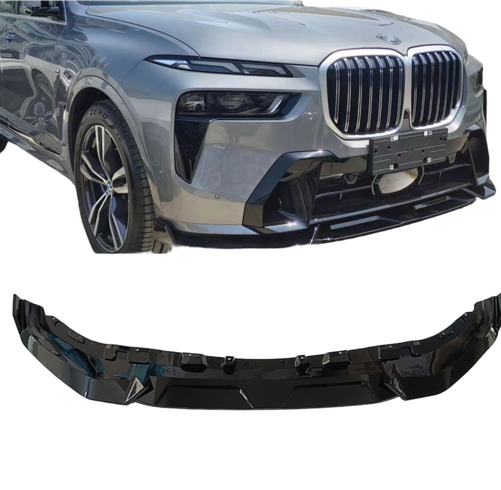 For 2022-2024 BMW G07 X7 LCI Gloss Black Front Bumper Lip