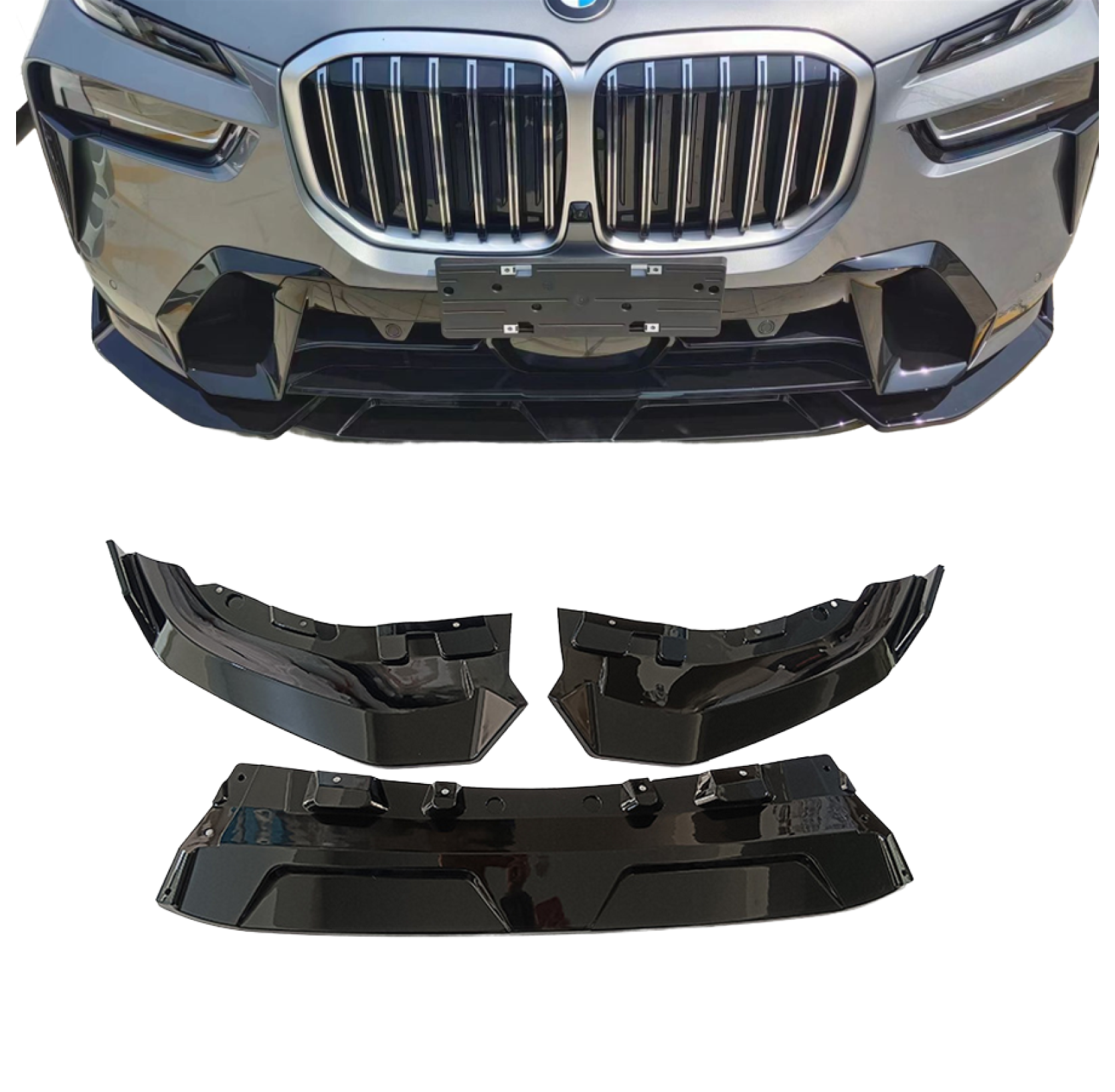 For 2022-2024 BMW G07 X7 LCI Gloss Black Front Bumper Lip - 0