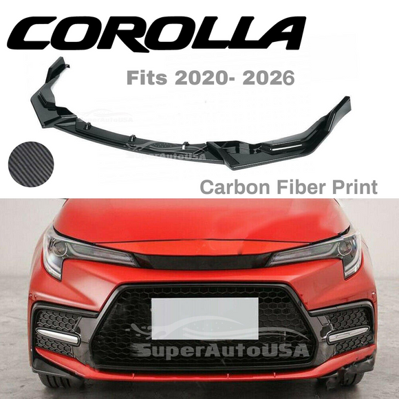 Front Lip & Spoiler - Carbon Fiber Print | Fits Toyota Corolla SE XSE (2020-26)