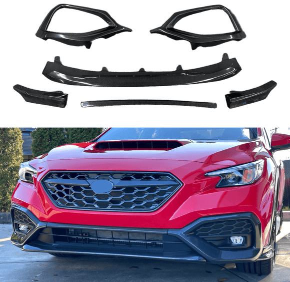 Fit 2022-2025 Subaru WRX VB REAL Carbon Fiber Lip Front Bumper Cover Molding Trim Set