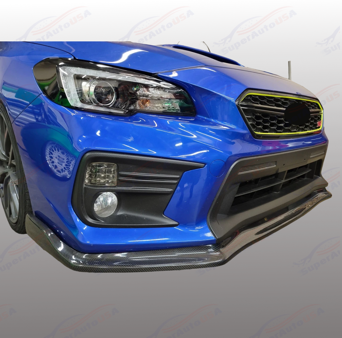Fit 2015-2021 Subaru Impreza WRX STI Front Splitter & Rear Diffusers Set Real Carbon Fiber - 0