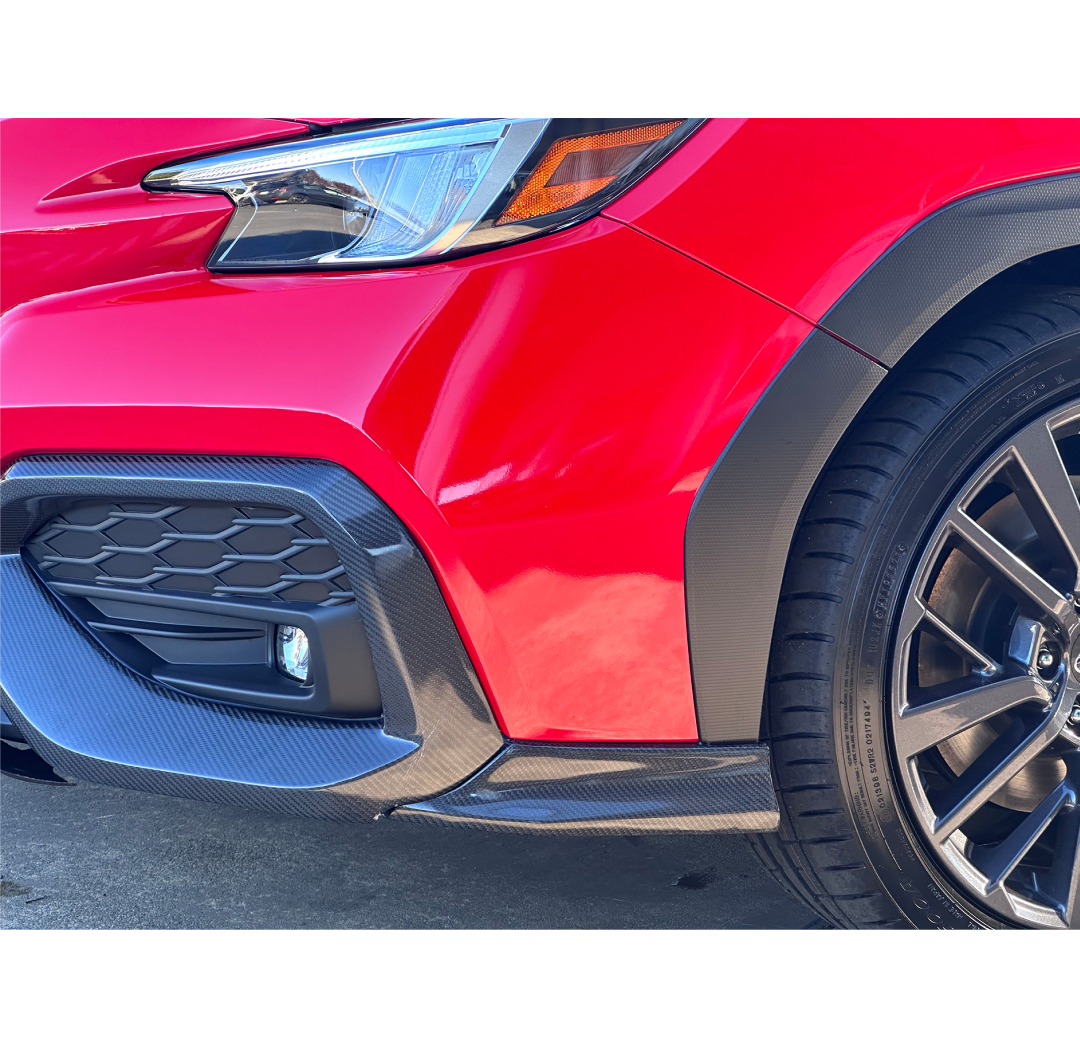 Fit 2022-2024 Subaru WRX True Carbon Fiber Lip Front Bumper Cover Molding Trim Set