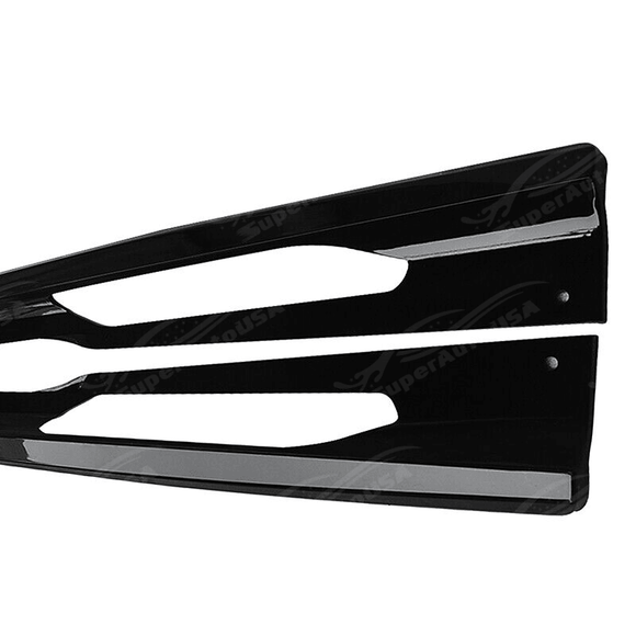 Side view of BMW 4 Series G26 430i M440i 440i 420i, equipped with aero kit side skirts in gloss black, offering a sporty and aggressive look