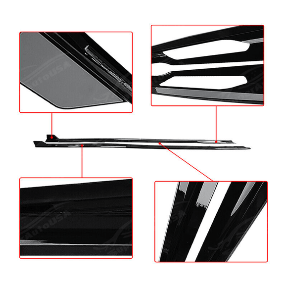 Side angle of BMW 4 Series G26 showing the Side Body Skirts Kit in gloss black, blending seamlessly with the car’s design for a lower, sportier profile