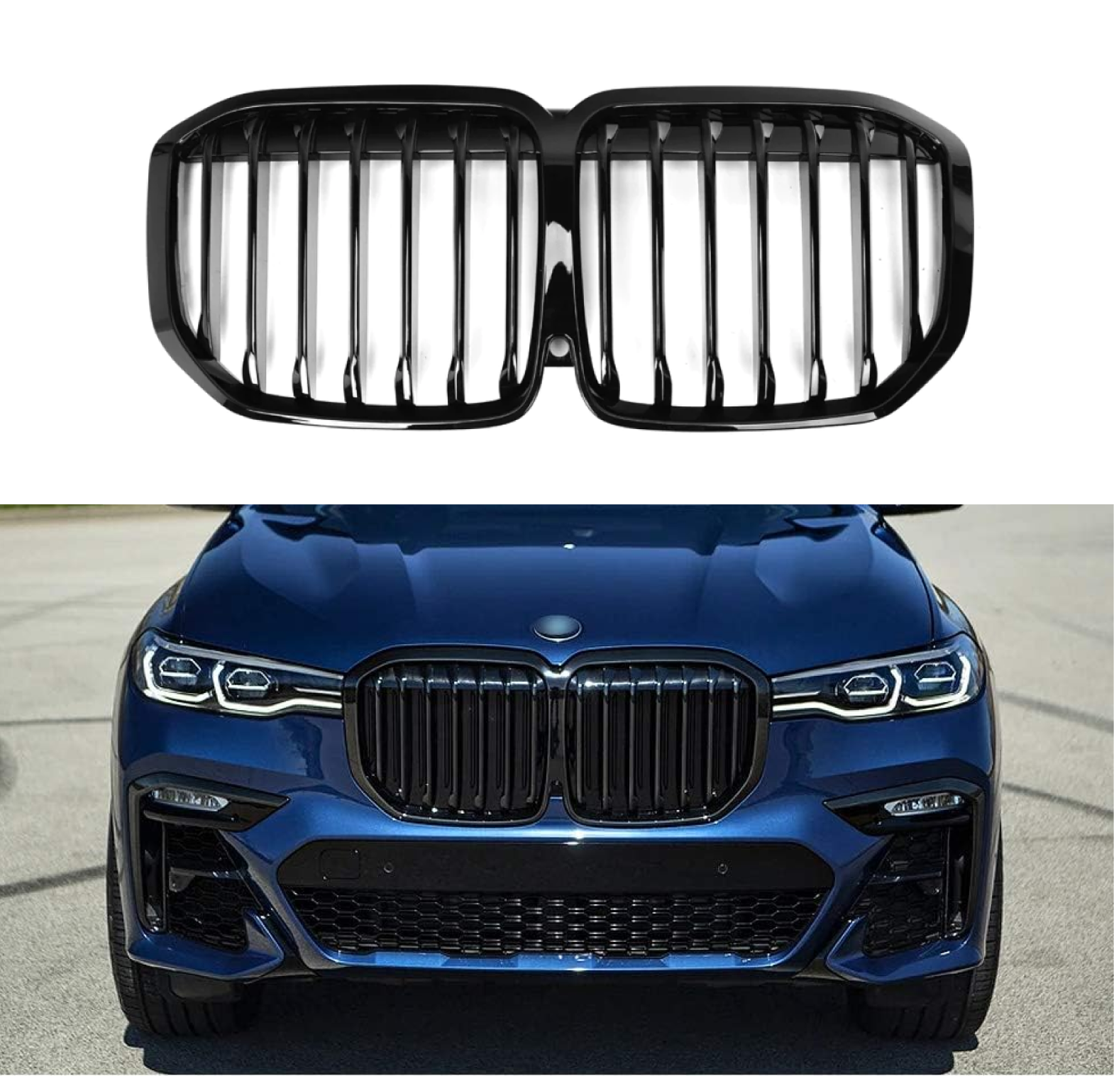 For BMW X7 G07 M Performance 2019-2022 Glossy Black Front Bumper Grille