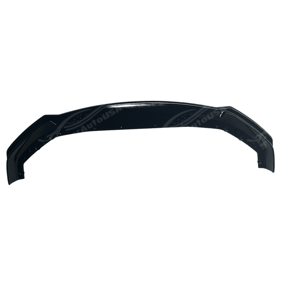 Detailed close-up showing the quality and craftsmanship of the Gloss Black Front Bumper Lip Spoiler on the Fit 2017-2020 BMW 5 Series G30 LCI M Sport.