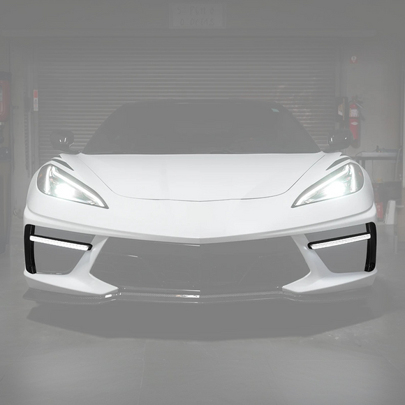 Illuminated carbon fiber LED DRL light bar insert for Corvette C8 2020-Up
