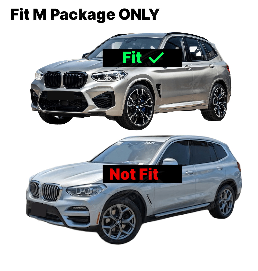 Fits 2018-2021 BMW X3 G01 Gloss Black/ Carbon Fiber Print Front Bumper Lip Spoiler