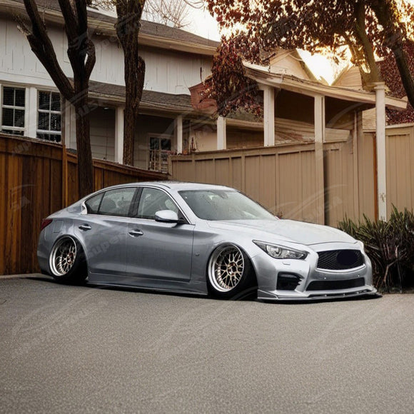 Infiniti Q50 Sport 400 2018 front lip spoiler in gloss black by SuperAutoUSA.
