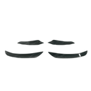 Installation view of the Gloss Black Front Side Splitter Canard Fins on the BMW 3 Series G20, demonstrating the seamless integration with the vehicle