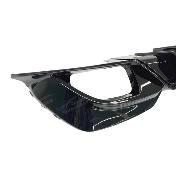 Detailed shot of the Gloss Black Rear Diffuser on BMW G20, focusing on the LED brake light and the aggressive styling of the corner splitters