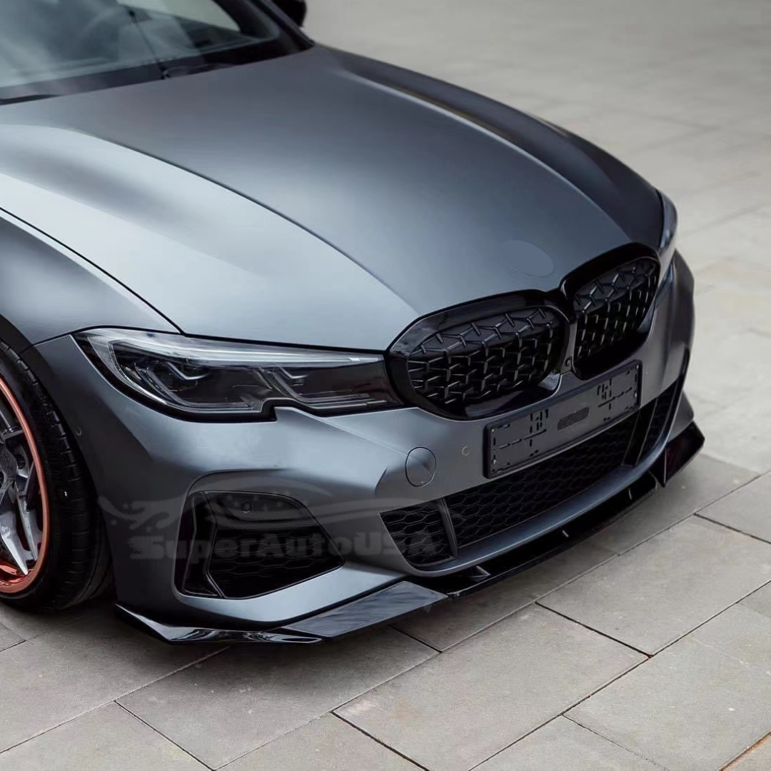 For 2019-2022 BMW 3 Series G20 Gloss Black Front Bumper Lip Spoiler