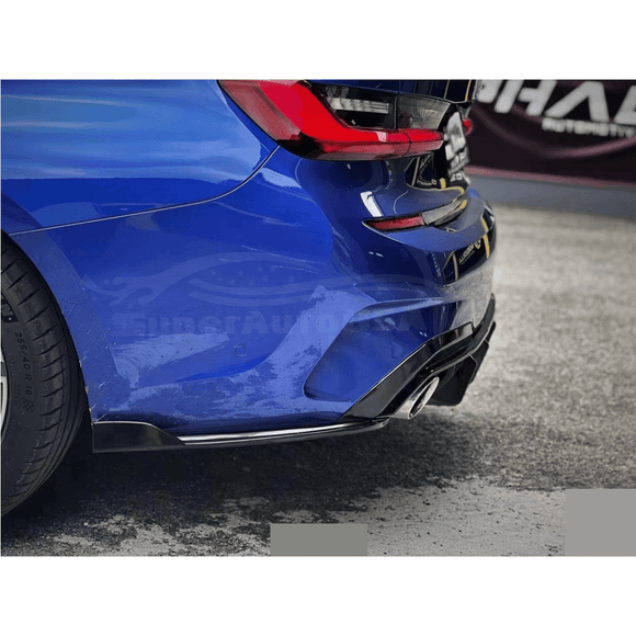 Fits 2019-2022 BMW 3 Series G20 Gloss Black Rear Diffuser with Rear Corner Splitter