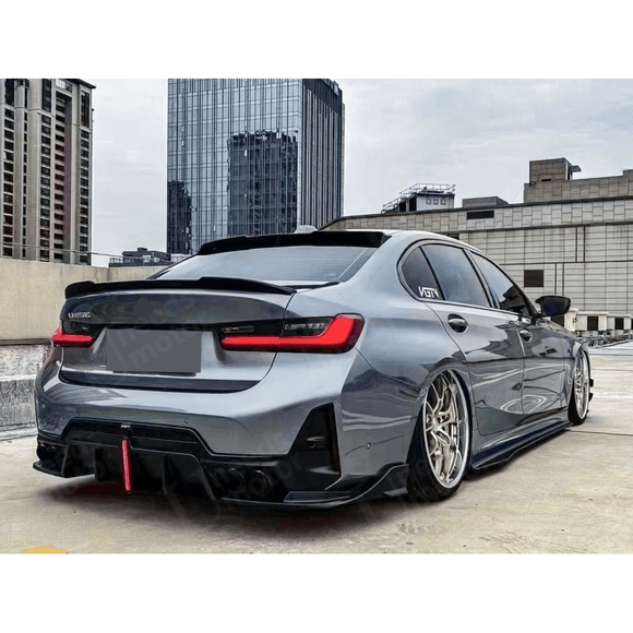 Difusor trasero negro brillante con luz LED para BMW Serie 3 G20 LCI 330i M-Sport 2023-2024 
