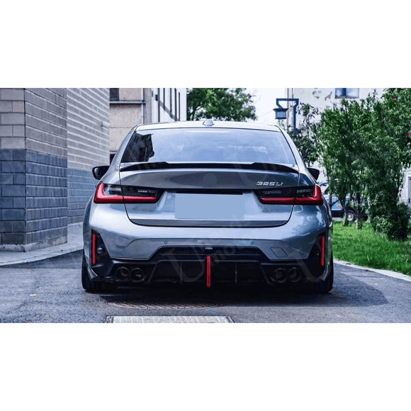 Difusor trasero negro brillante con luz LED para BMW Serie 3 G20 LCI 330i M-Sport 2023-2024 