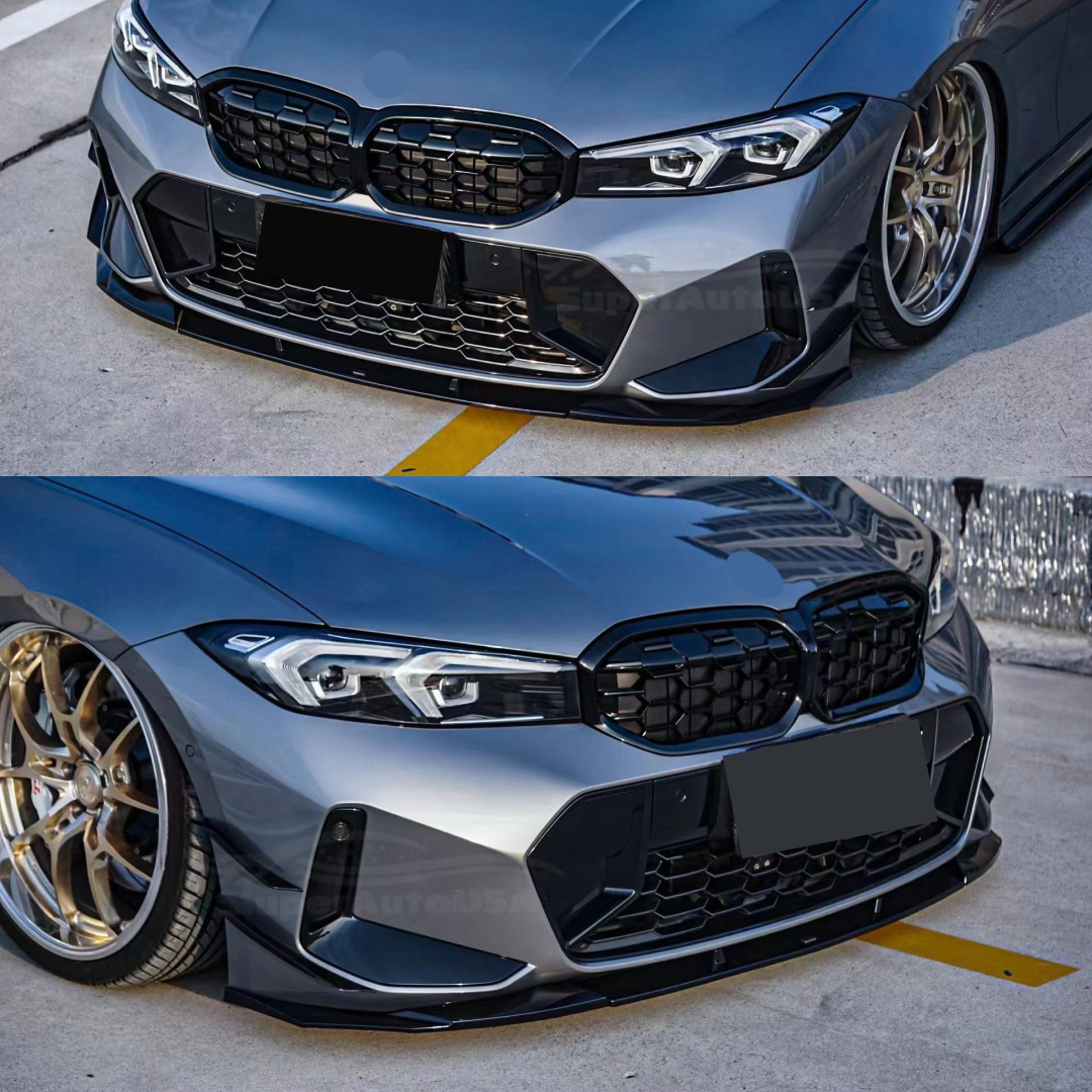 For 2023-2024 BMW 3 Series G20 LCI Gloss Black Front Bumper Lip Spoiler