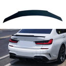 Gloss Black Rear Trunk Spoiler Wing on 2019-2024 BMW 3-Series G20 330i M340i, enhancing the vehicle's aerodynamics and sporty profile