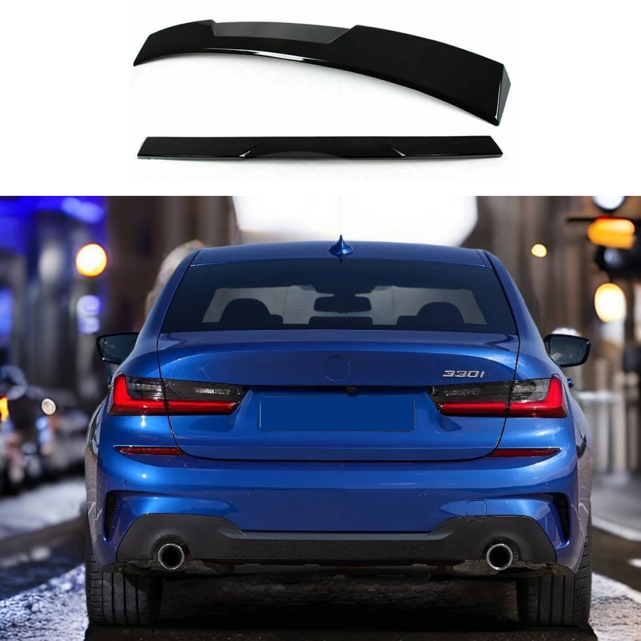 Fit 2019-2022 BMW 3-Series G20 2019-2022 MP Style Roof Window Trunk Spoiler Wing (Gloss Black)