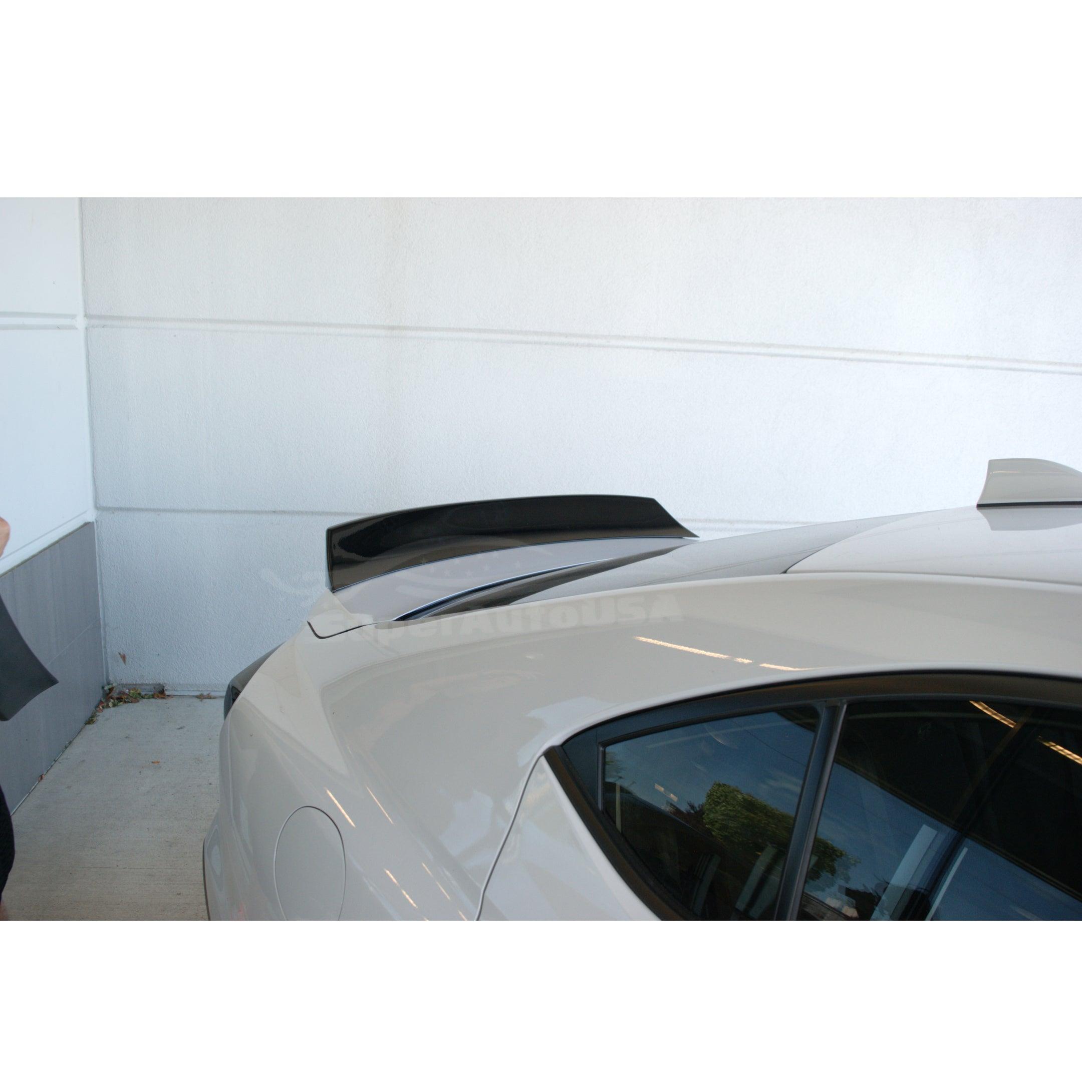 Elevated angle showcasing the full profile of the WRX STI 2022-2024 with the Ceramic White Rear Duckbill Spoiler, enhancing both aesthetics and functionality.