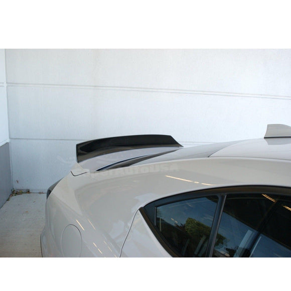 Detailed perspective focusing on the contours and design of the Paint Matched Duckbill Rear Spoiler on the WRX STI 2022-2024.