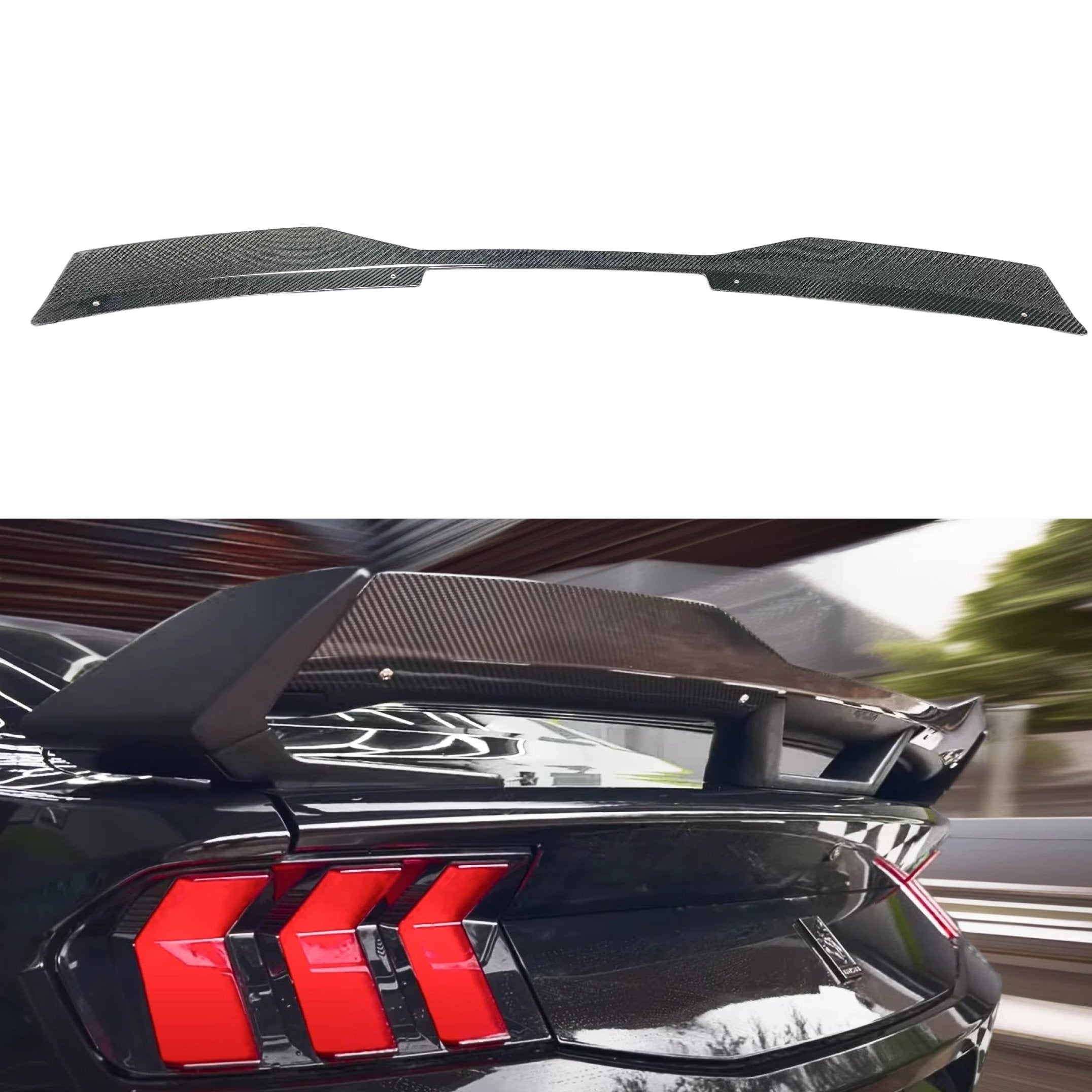 Fit 2024-2025 Ford Mustang Dark Horse Style Real Carbon Rear Spoiler Gurney Flap