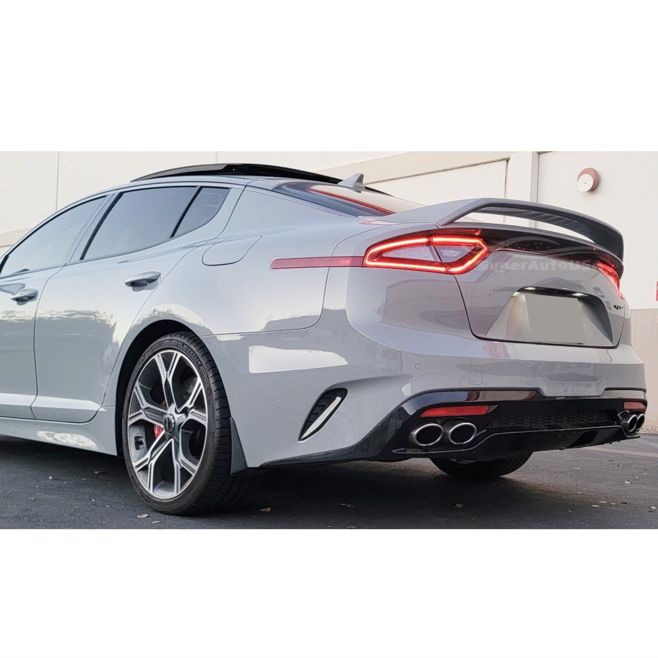 Elegant and powerful appearance of the Fits Kia Stinger 2018-2023 with Ceramic Silver Metallic Scorpion GT Style Spoiler Wing Rear Trunk Racing Spoiler