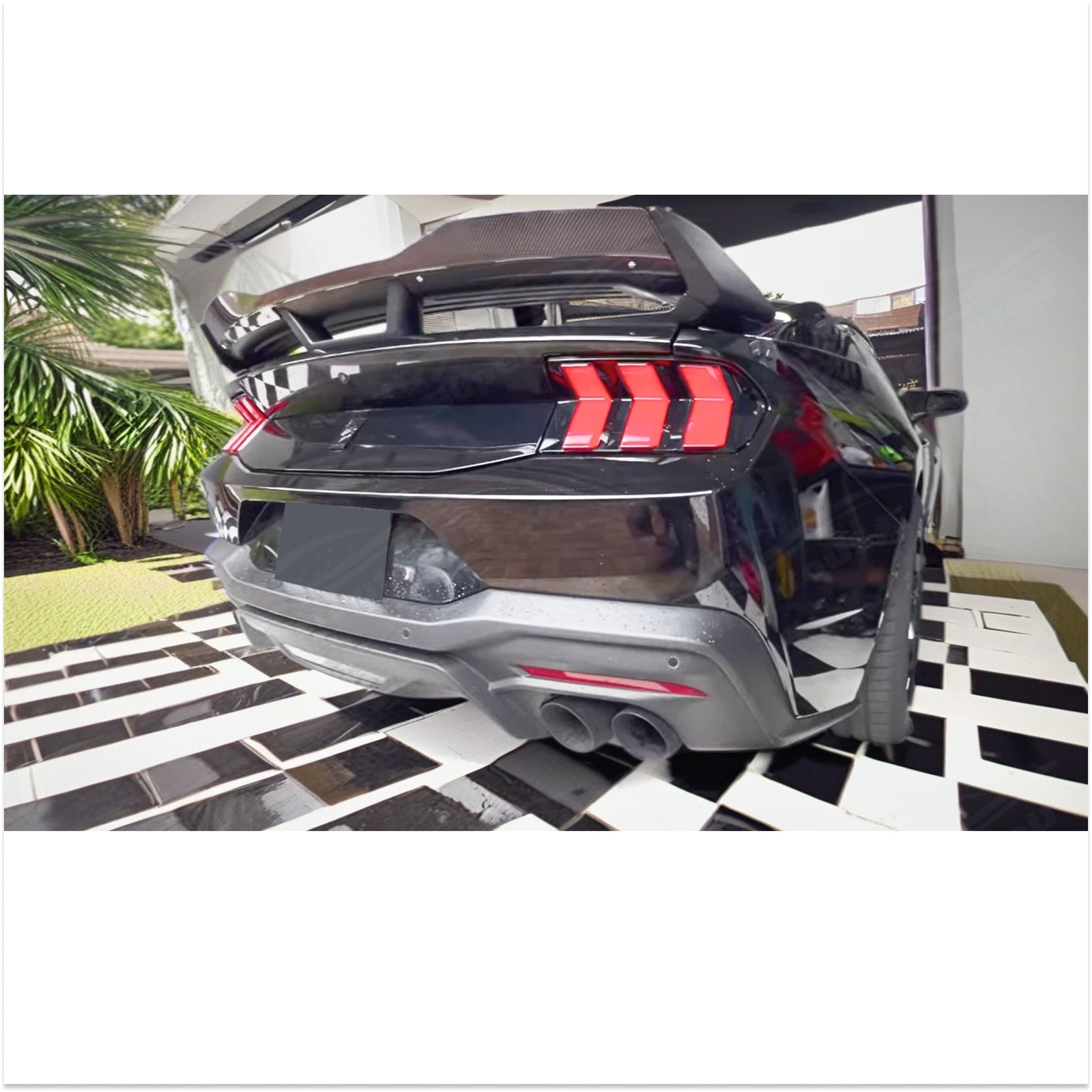 Fit 2024-2025 Ford Mustang Dark Horse Style Real Carbon Rear Spoiler Gurney Flap