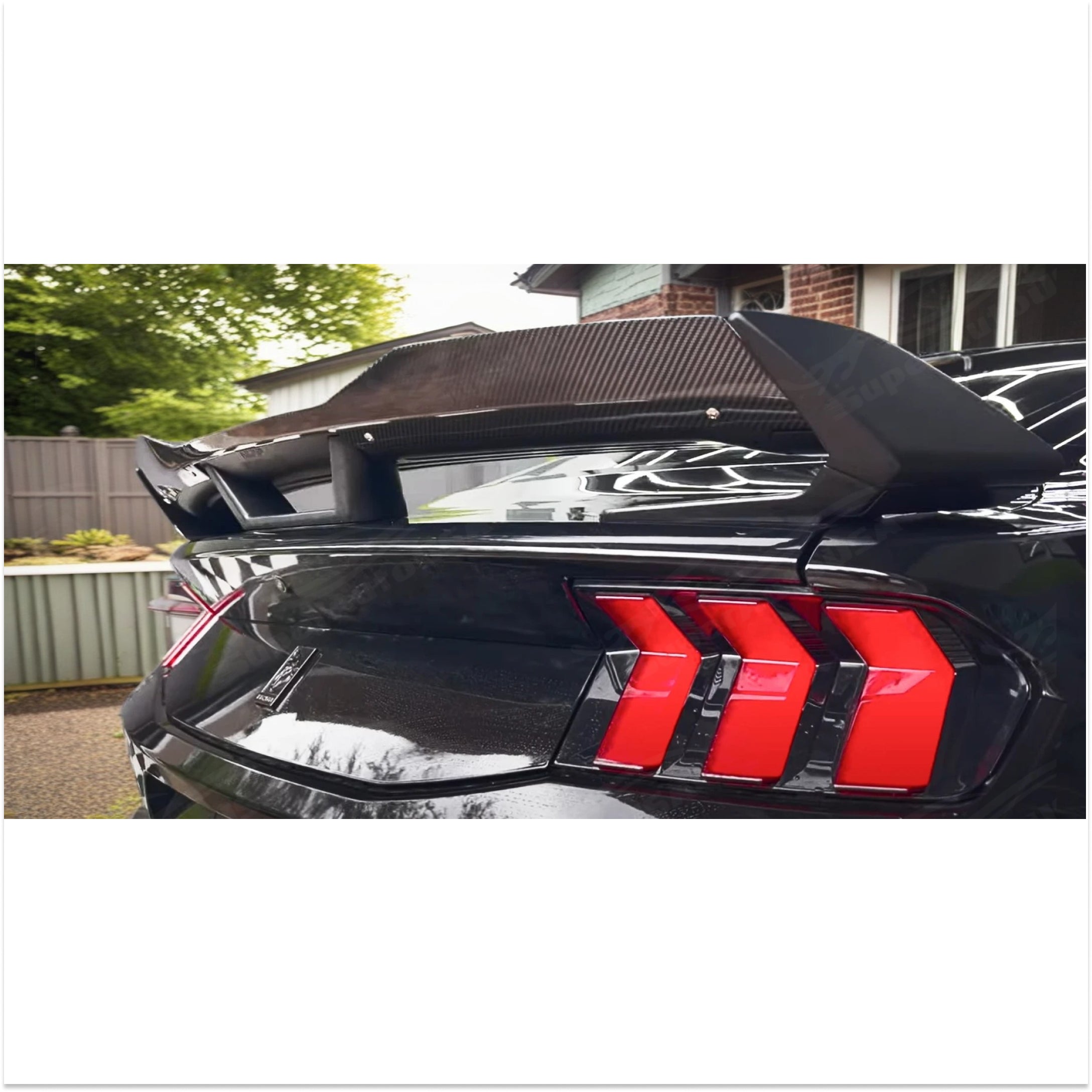 Fit 2024-2025 Ford Mustang Dark Horse Style Real Carbon Rear Spoiler Gurney Flap