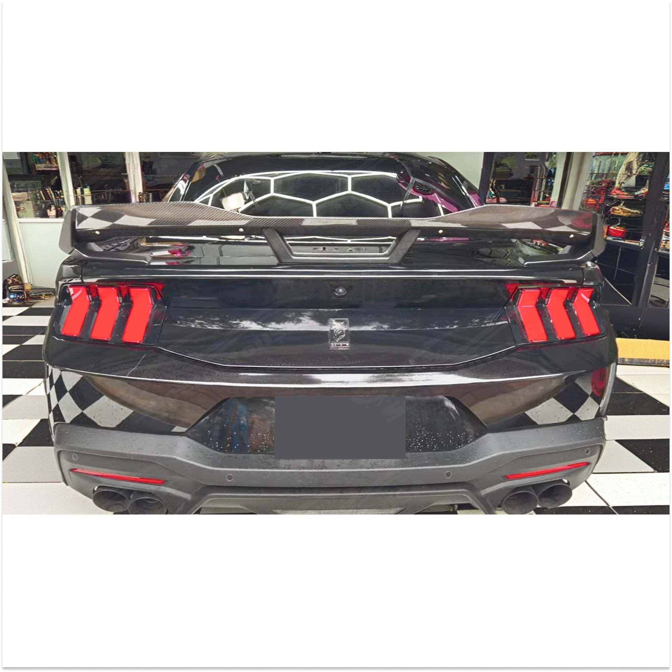 Fit 2024-2025 Ford Mustang Dark Horse Style Real Carbon Rear Spoiler Gurney Flap