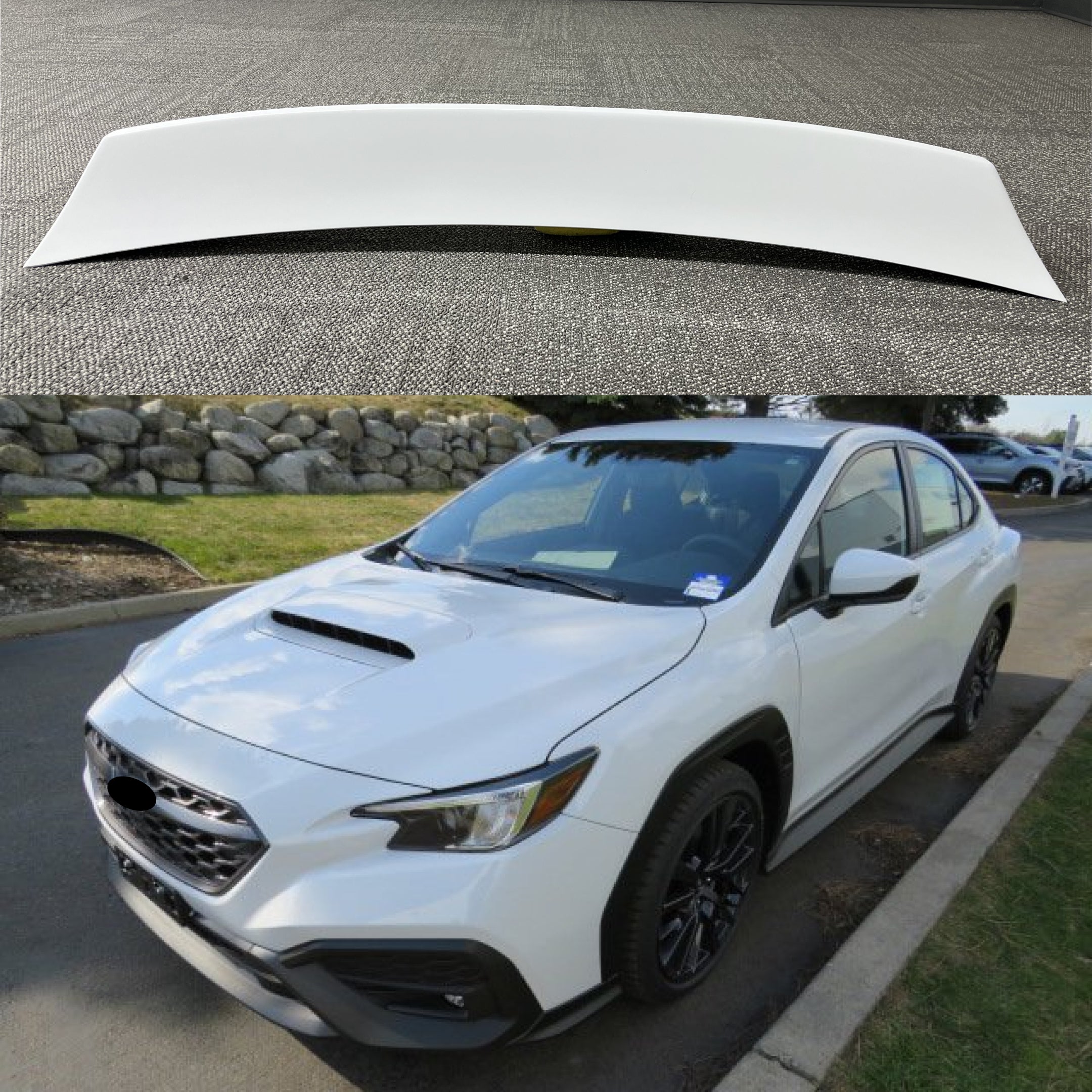 Ceramic White Rear Duckbill Spoiler Wing on WRX STI 2022-2024, perfectly matched to enhance aerodynamics and the sporty profile.