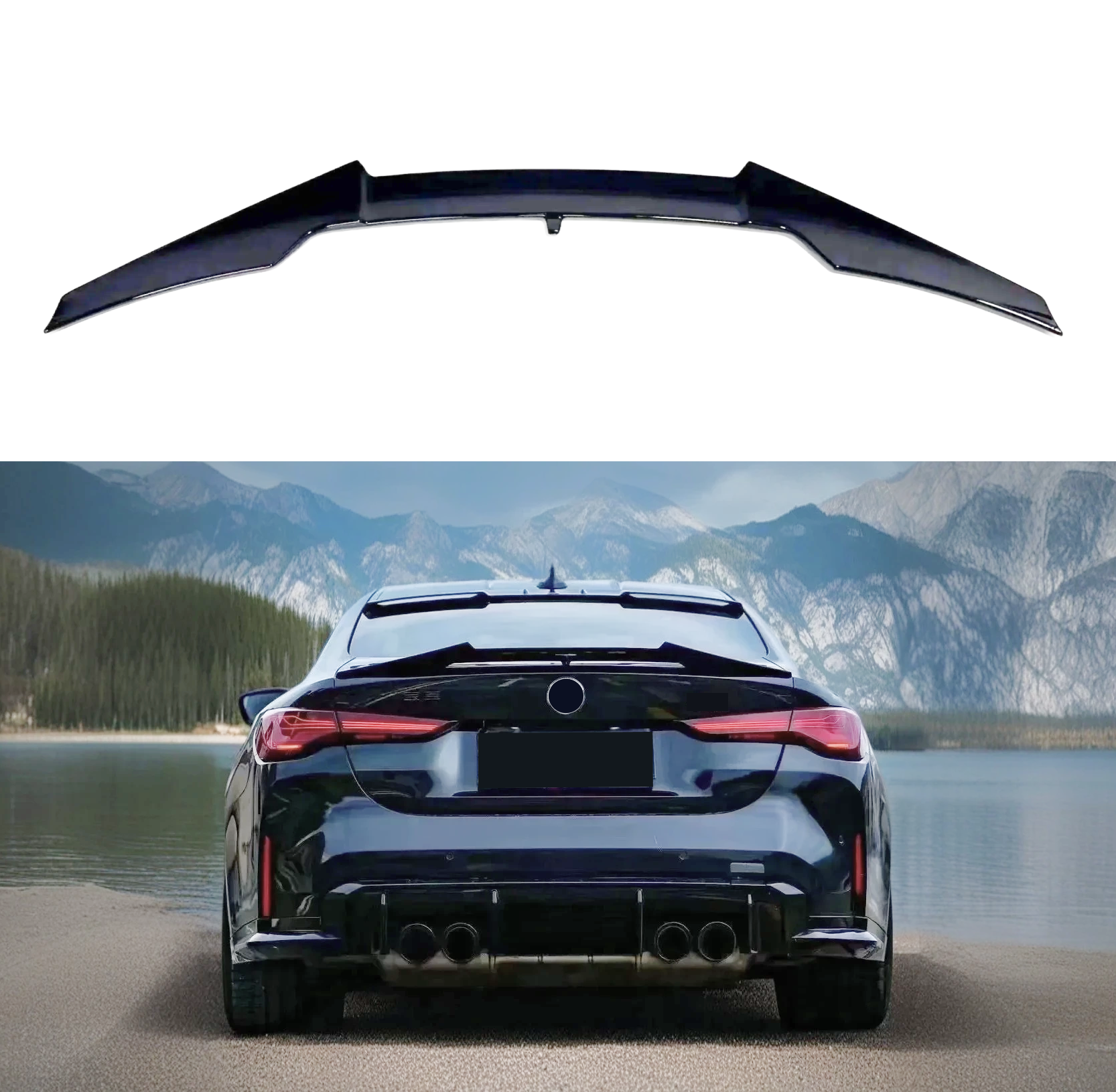 Fits 2021-2025 BMW G22 G82 430i M440i M4 Glossy Black Trunk Spoiler Wing