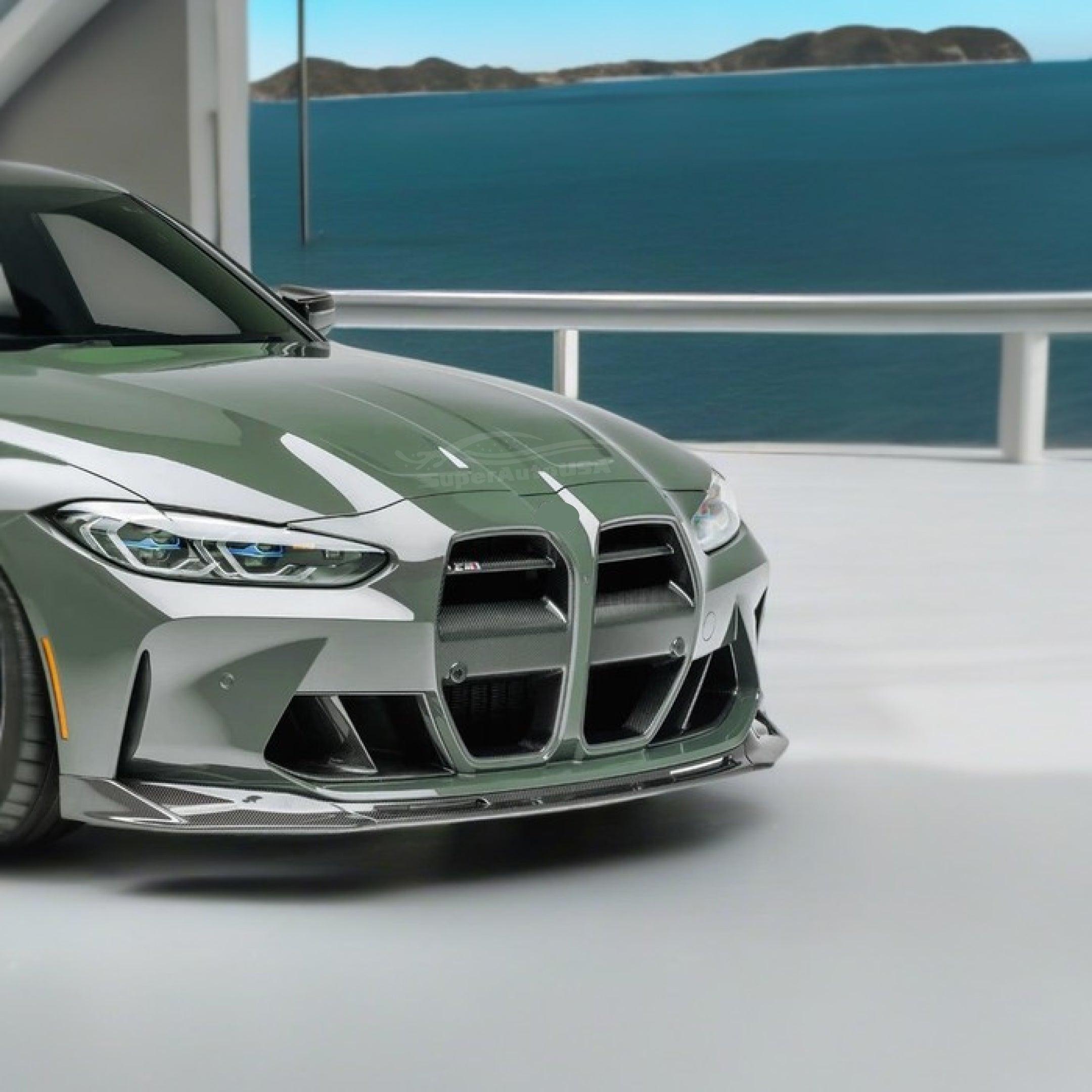 Real carbon fiber V style front bumper lip for 2023 BMW G82 M4