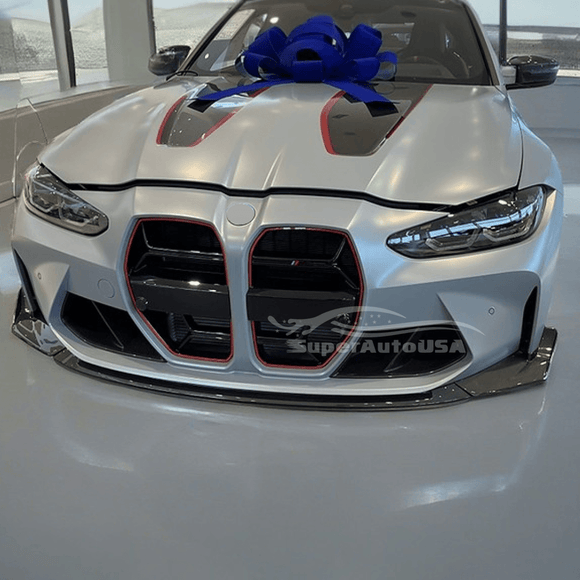 High-quality real carbon fiber CS style front bumper lip for 2021-2024 BMW G82 M4