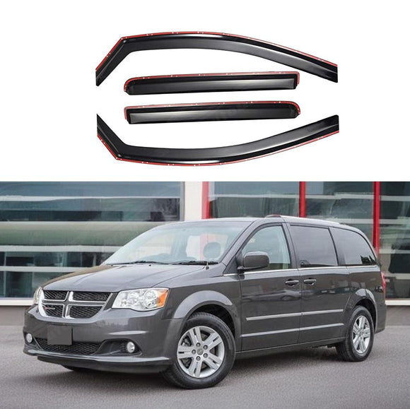 Fit 2008-2020 Dodge Grand Caravan In-Channel Vent Window Visors Rain Sun Wind Guards Shade Deflectors