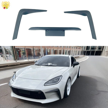 Se adapta a Toyota GR86 2022-2025, moldura de parachoques delantero de PU negro mate con placa de identificación, 3 piezas 