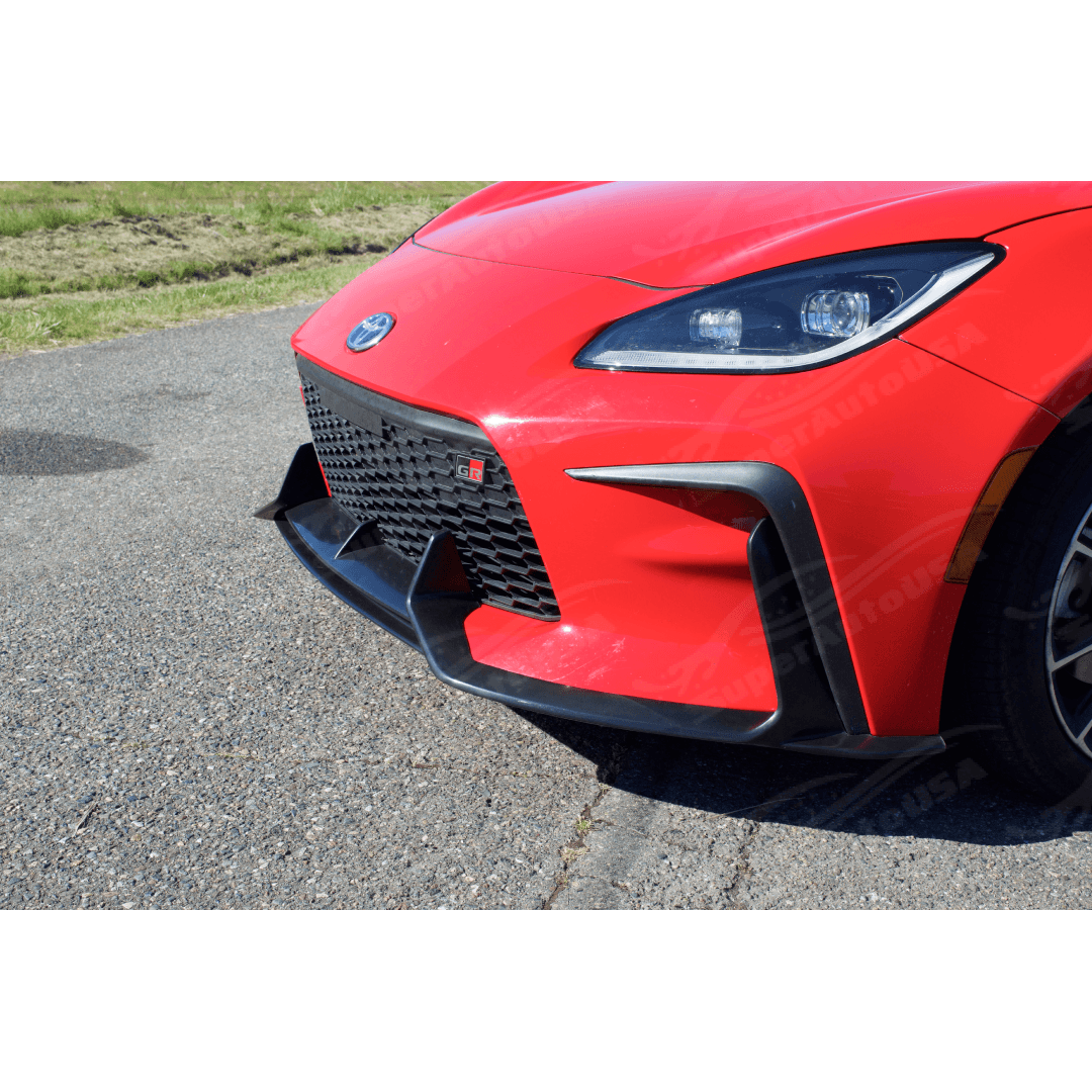 Black PU Lip Spoiler on the Front of 2024 Toyota GR86, accentuating the vehicle's dynamic lines and lower stance