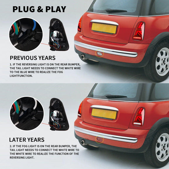 Fits 2001-2006 Mini Cooper R50 R53 LED Tail Light E-Mark Sequential Assembly