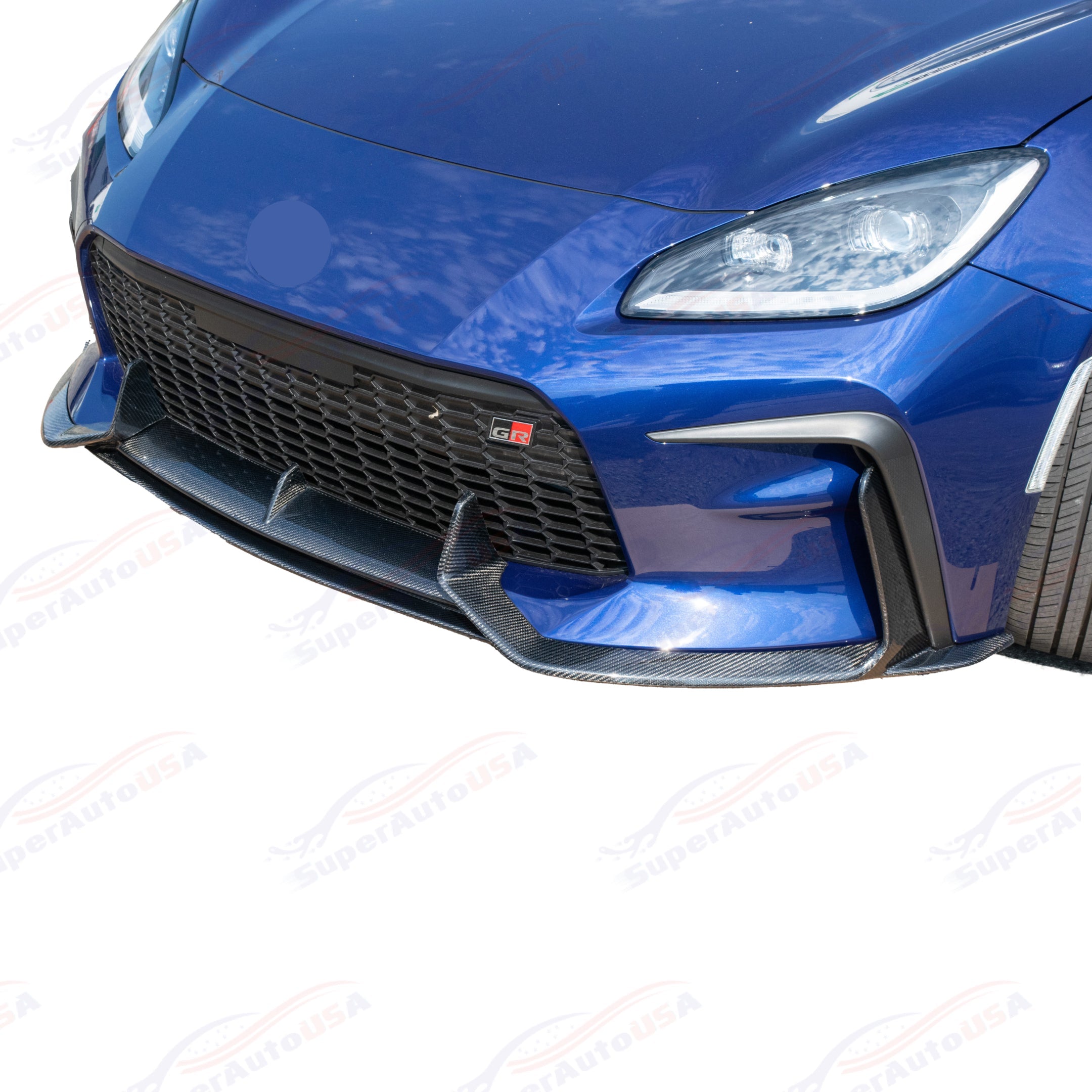 Black PU Lip Spoiler on the Front of 2024 Toyota GR86, accentuating the vehicle's dynamic lines and lower stance