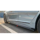 Detailed shot of gloss black side skirt extensions body kit on 2021-2024 BMW 4 Series G26, adding a dynamic side Bottom Extension Lip