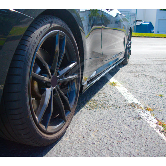 Elegant Side Under Spoiler on BMW 4 Series G26, model years 2021-2024, showcasing sleek gloss black side skirts