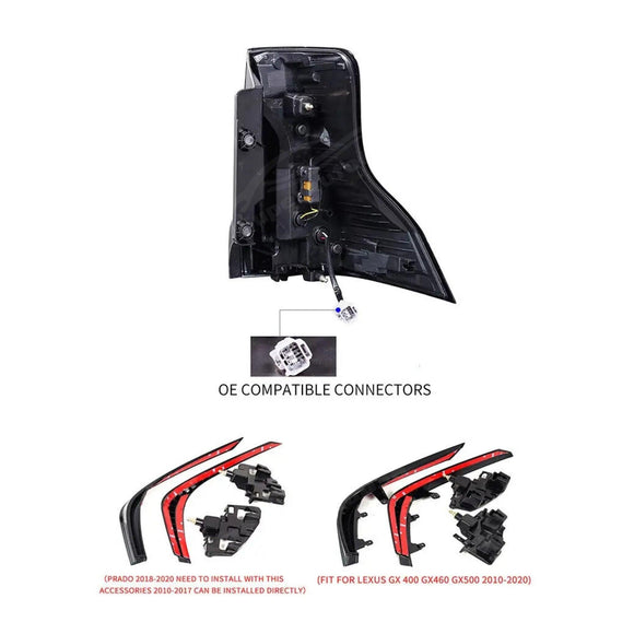 Fits 2010-2023 Lexus GX400/ GX460 Full LED Tail Lights Sequential Assembly