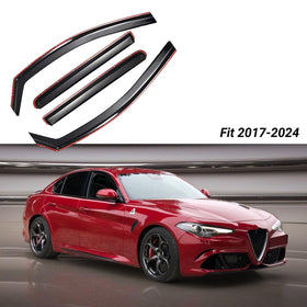 Fit 2017-2024 Alfa Romeo Giulia In-Channel Vent Window Visors Rain Sun Wind Guards Shade Deflectors