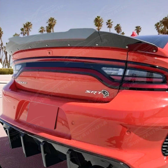 Gloss Black Rear Wickerbill Spoiler Add-on Decklid Flap and Rear Trunk Lid Spoiler Wing for 2019 Dodge Charger
